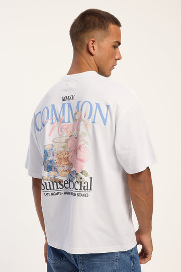 Common Need Sunset Social Heavyweight Easy Tee White