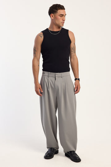 Common Need Beaumont Baggy Tailored Trouser Grey Pinstripe