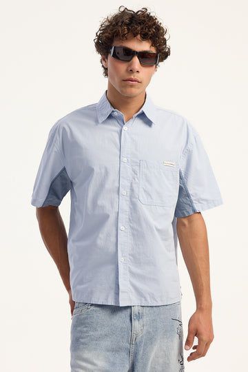 Rusty Zooted Cropped Panel Shirt Ice Blue