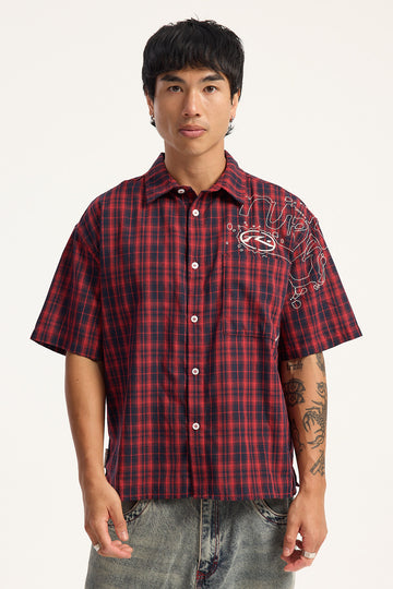 Rusty Slick Rick Cropped Shirt Red