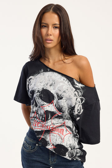 Neovision Spirit Off Shoulder Relaxed Tee Black