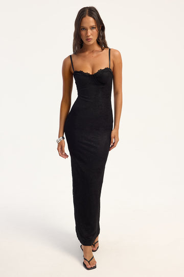 Luck + Trouble Gisella Lace Maxi Dress Black