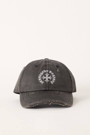 Neovision Forsaken Waxed Distressed Dad Cap Washed Black