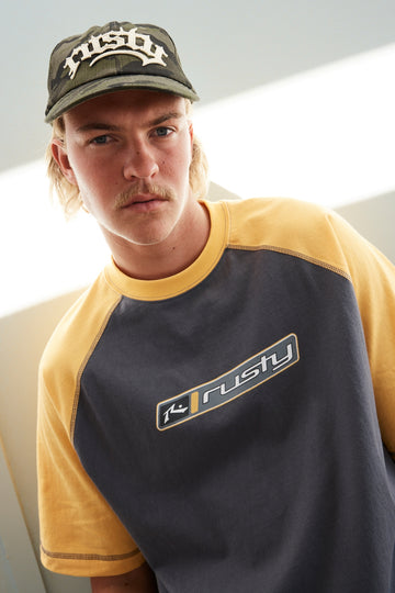 Rusty Waka 2.0 Cropped Raglan Tee Steel