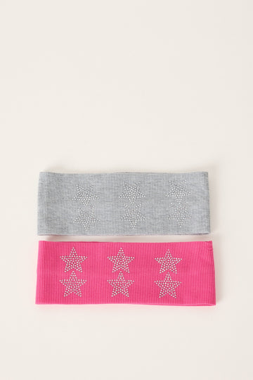 Token Diamante Star Headband Pack Pink and Grey