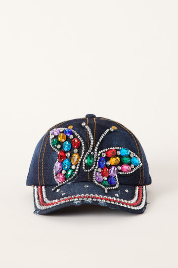 Token Jewel Denim Washed Cap Mid Blue Denim