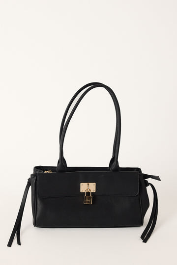 Luck + Trouble Grace Clasp Front Shoulder Bag Black