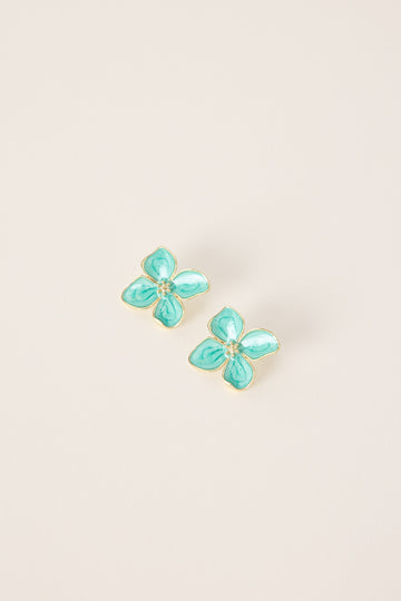 Token Bloom Flower Earrings Aqua