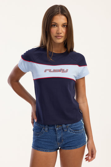 Rusty Kinetic Baby Tee Navy Blue
