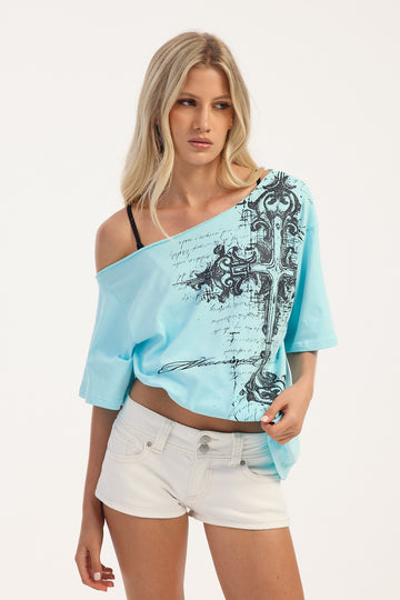 Neovision Immersion Off Shoulder Relaxed Tee Aqua