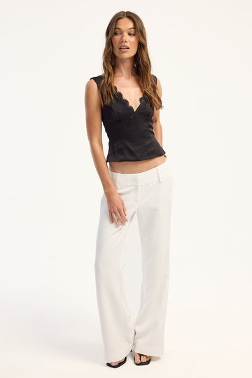 Luck + Trouble Annika Low Rise Pant White