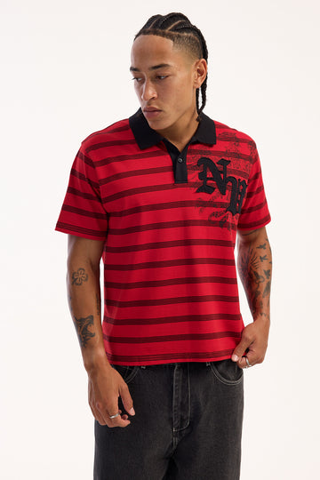 Neovision Martyr Slim Fit Cropped Polo Red Stripe