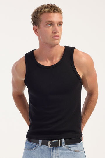 Common Need Unit Cropped Scoop Singlet Black