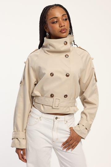 Lioness Blanc Cropped Trench Cream