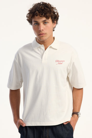 Common Need Creston Boxy Crop Polo Off White