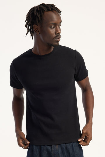 Open Archive Organic Slim Fit Form Rib Tee Black