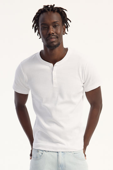 Open Archive Organic Form Henley Tee White