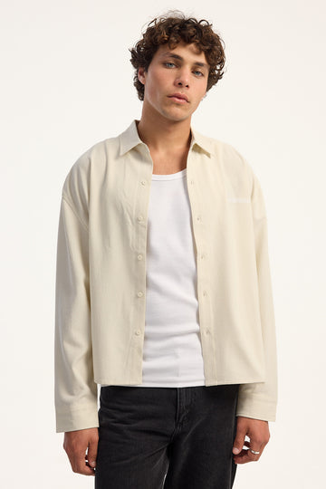 Common Need Reginald Cropped Long Sleeve Shirt Off White Check