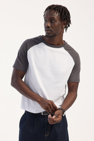 Open Archive Organic Raglan Slim Fit Accord Tee White/Off Black