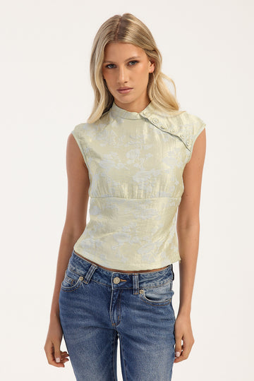 Motel Hanna Top Jacquard Sage Green
