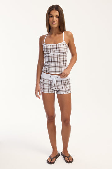 Rusty Check Freo Micro Mini Shorts Java