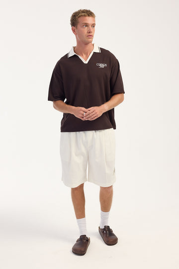 Common Need Thicket Realm Elastic Waist Linen Short Off White