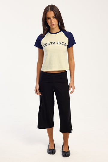 Luck + Trouble Remy Fold Over Capri Pant Black