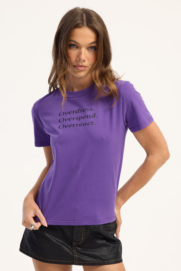 Lioness Overdressed Slogan Tee Grape