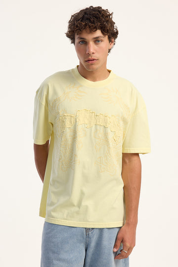 Ed Hardy Double Dragon Applique Tee Butter Yellow