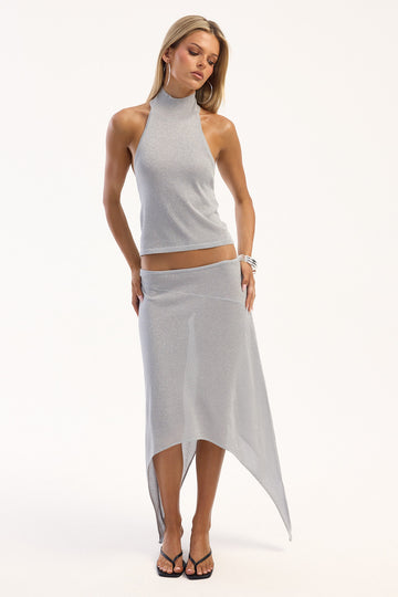 Lioness Trophy Midi Skirt Silver