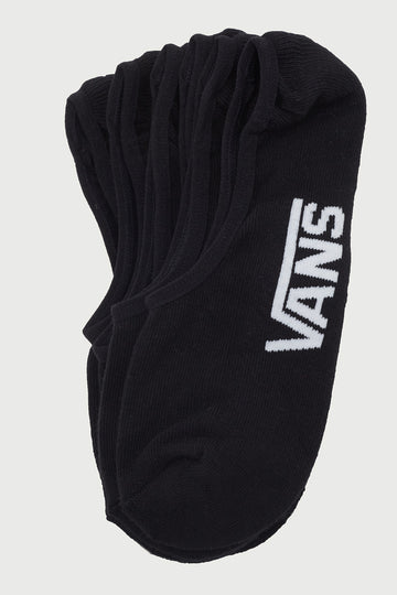Vans Classic No Show Socks 3 Pack Black Black