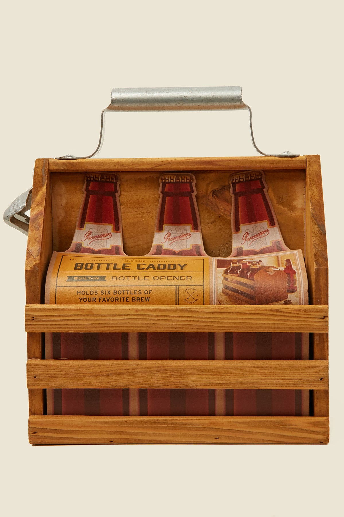 Refinery And Co Wood Bottle Caddy With Opener