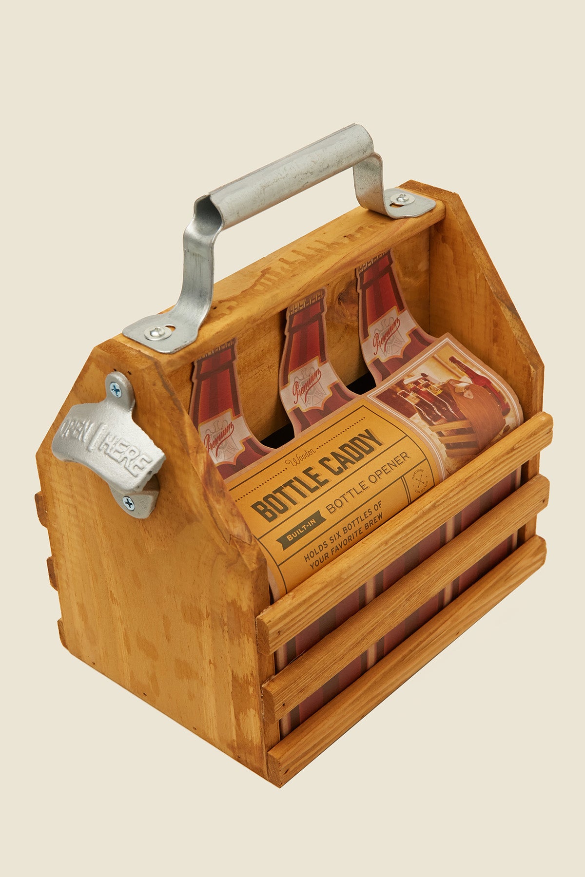 Refinery And Co Wood Bottle Caddy With Opener