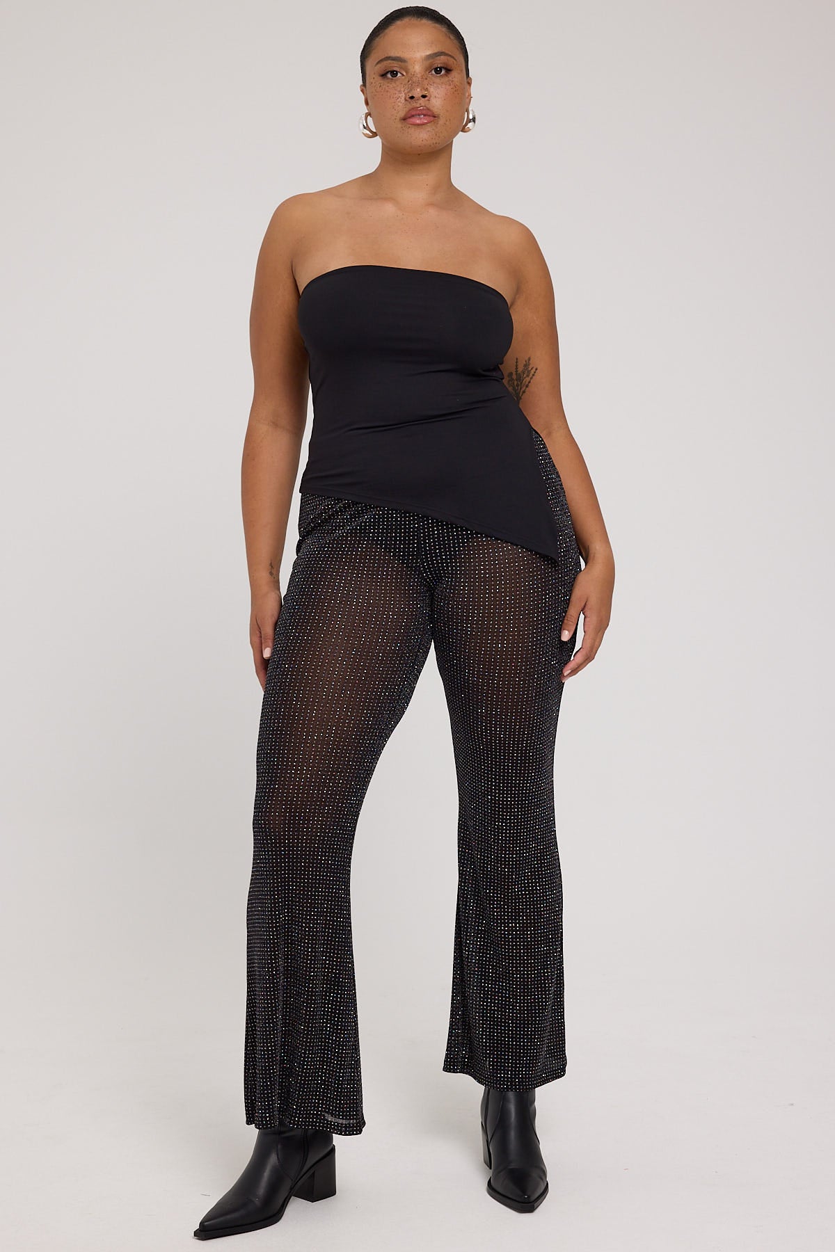Luck & Trouble Flashy Glitter Flares Black