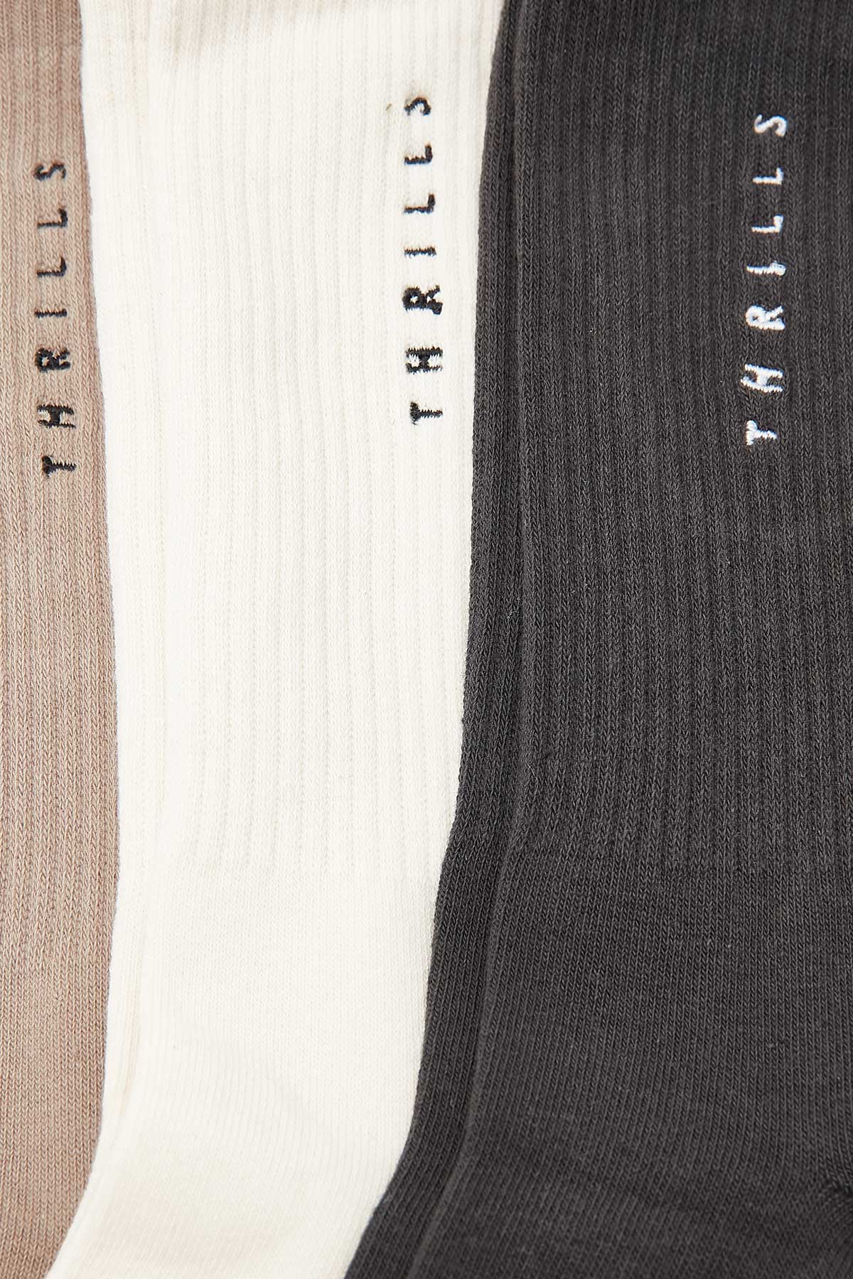 Thrills Minimal Socks 3 Pack Army Fade/Dirty White/Merch Black