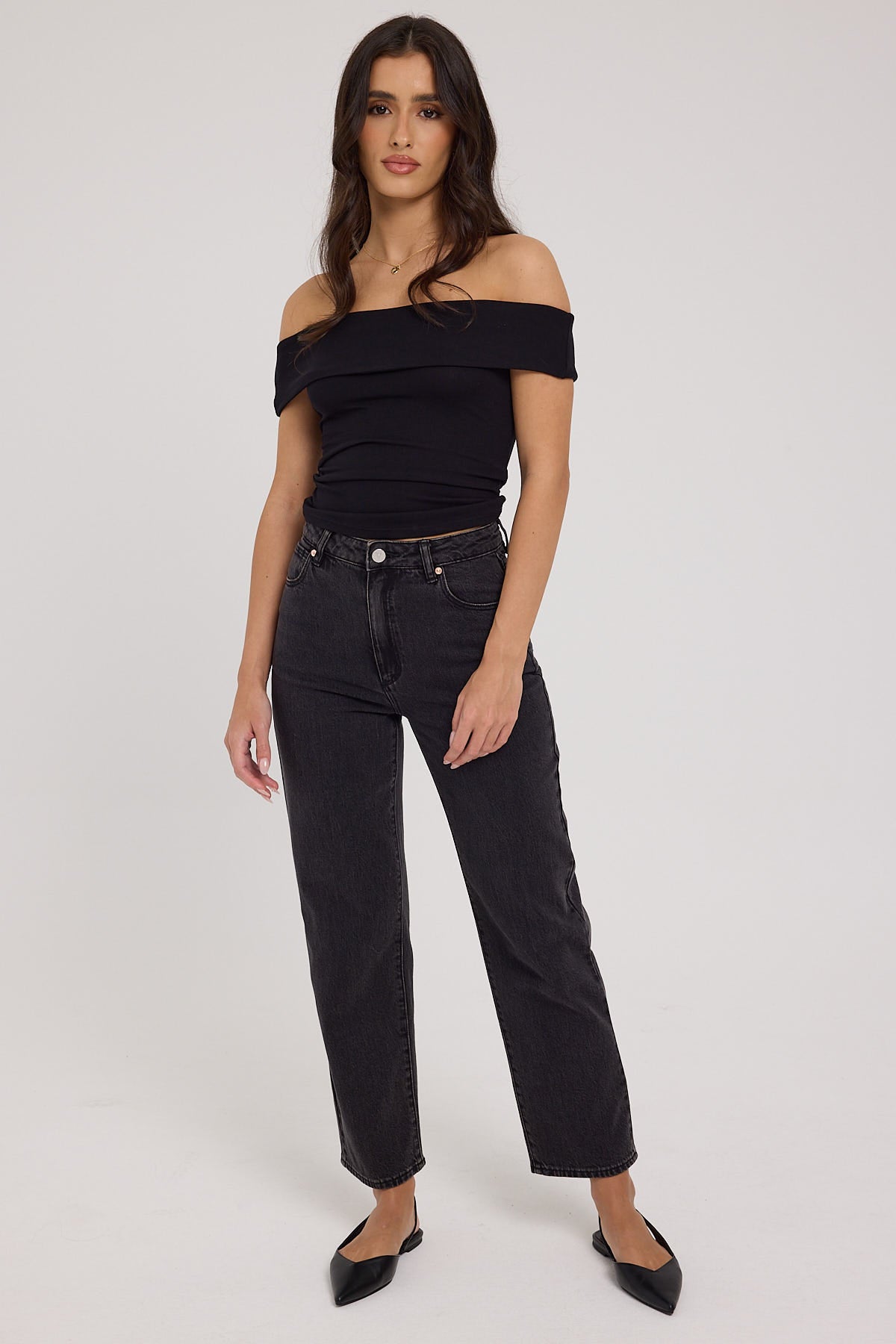 Abrand A Venice High Waisted Straight Jean Charo Black