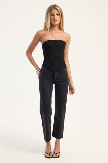 Abrand A Venice High Waisted Straight Jean Charo Black