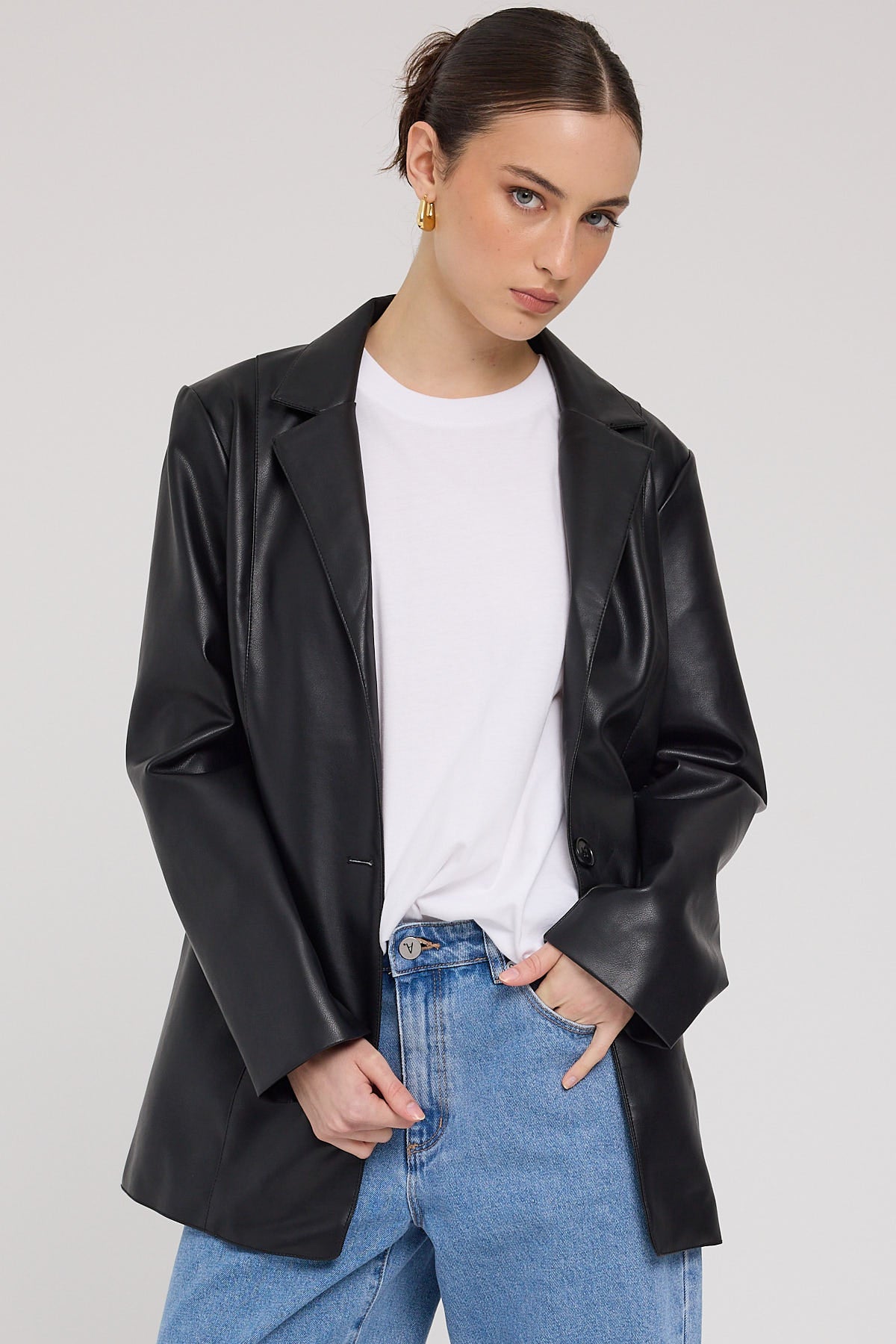 Luck & Trouble Faux Leather Blazer Black – Universal Store