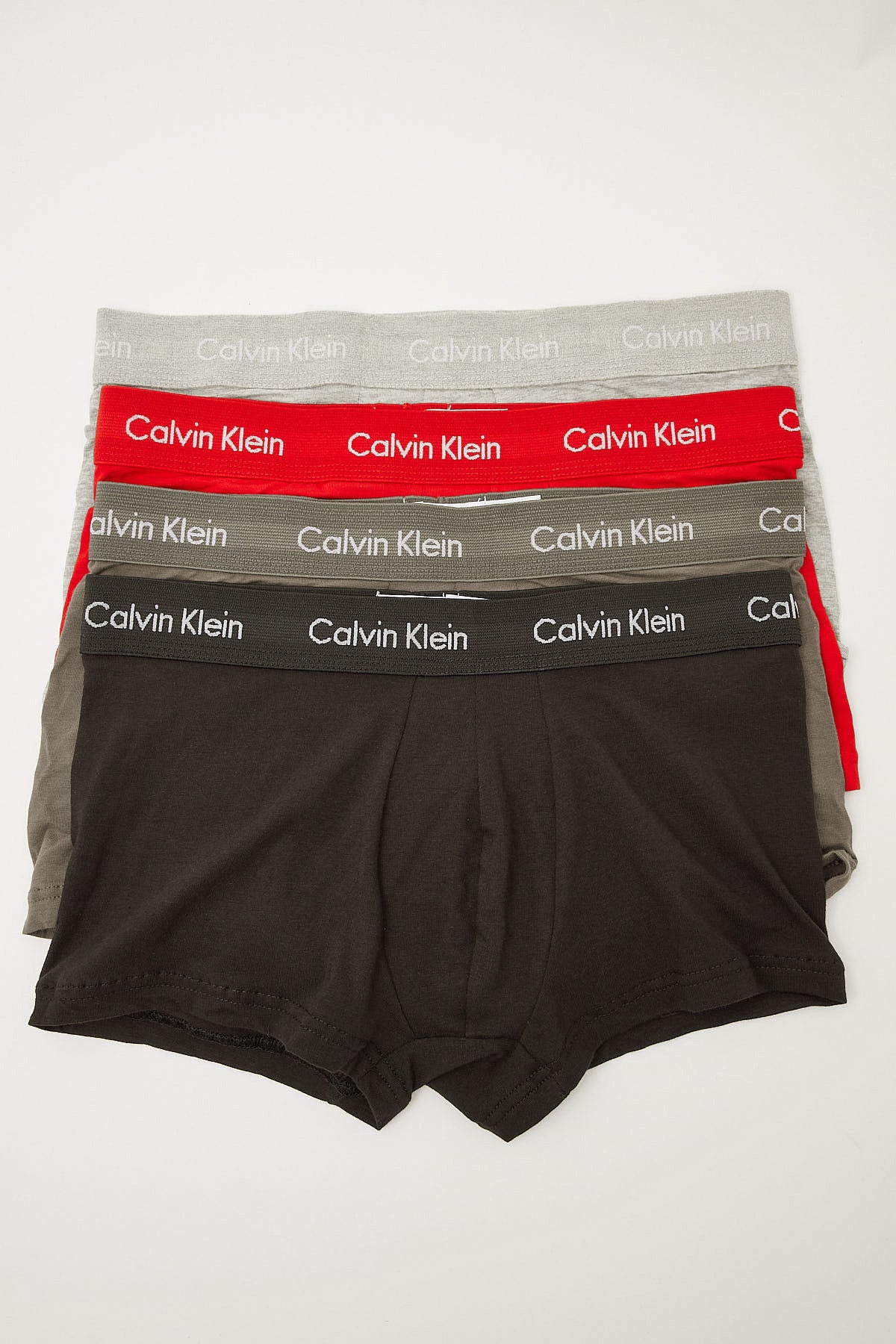 Calvin Klein Cotton Stretch Low Rise Trunk 4 Pack Black/Rustic Red/Grey Hthr/Platinum