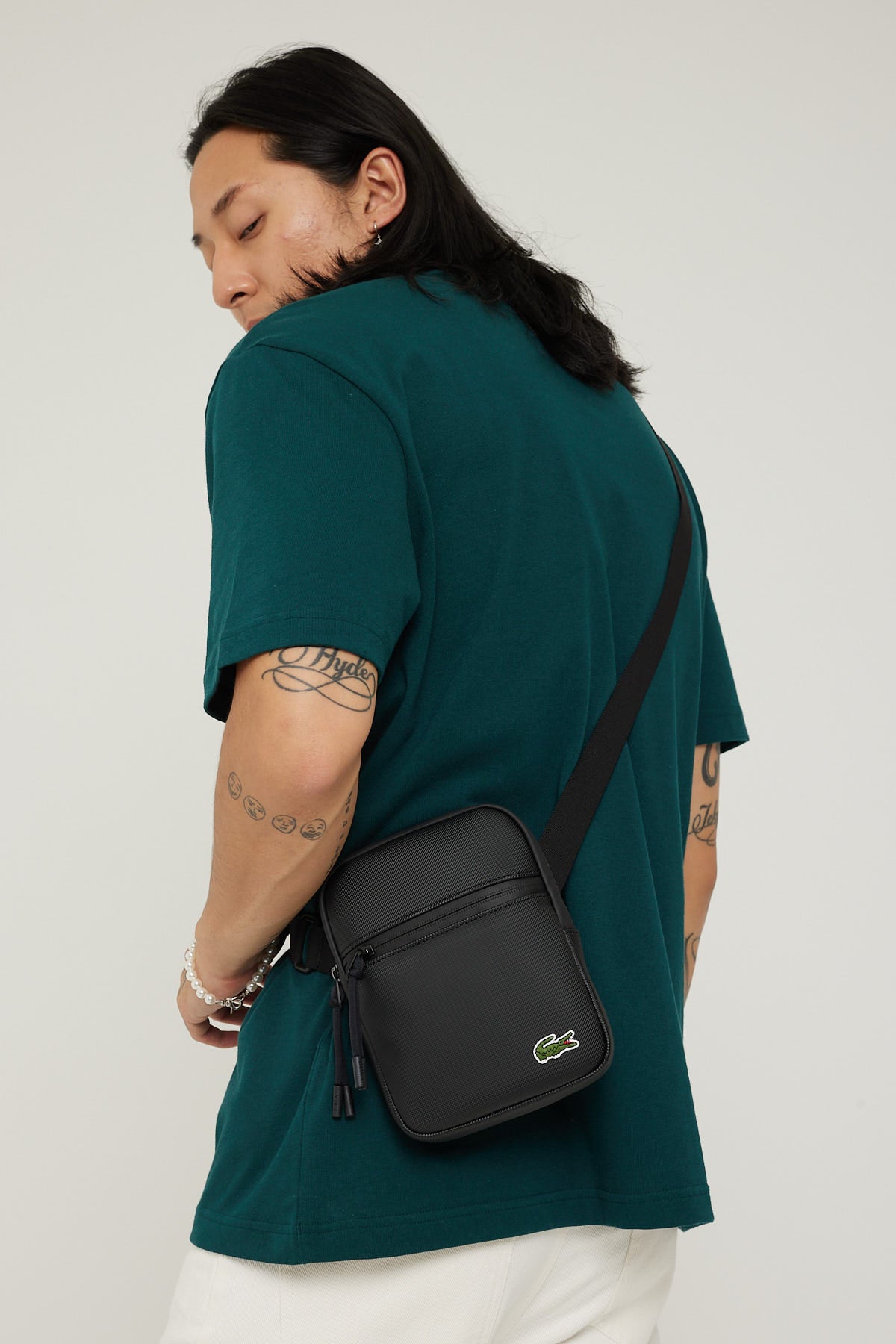 Lacoste LCST S Flat Crossover Bag Black