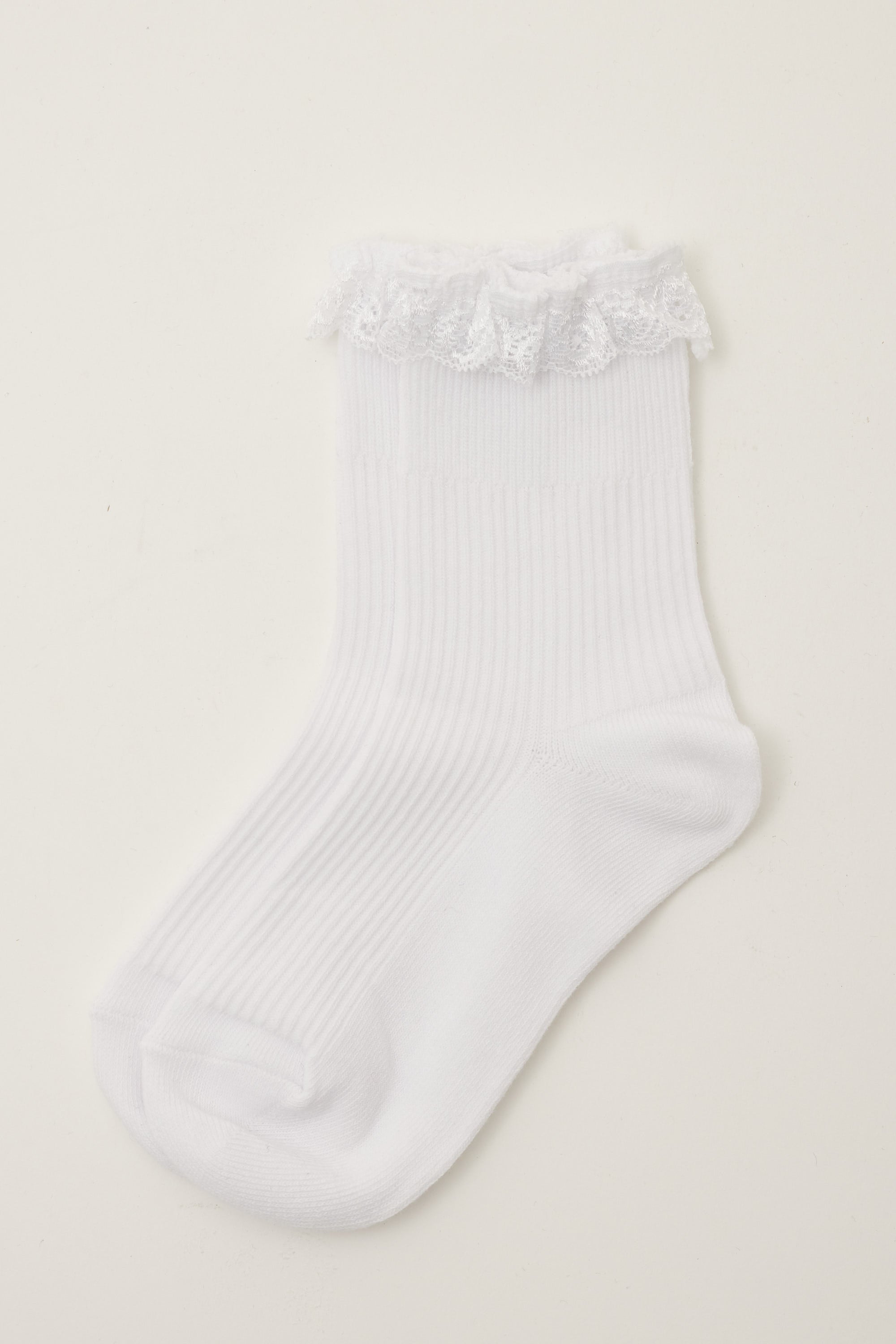 Token Lace Trim Socks White