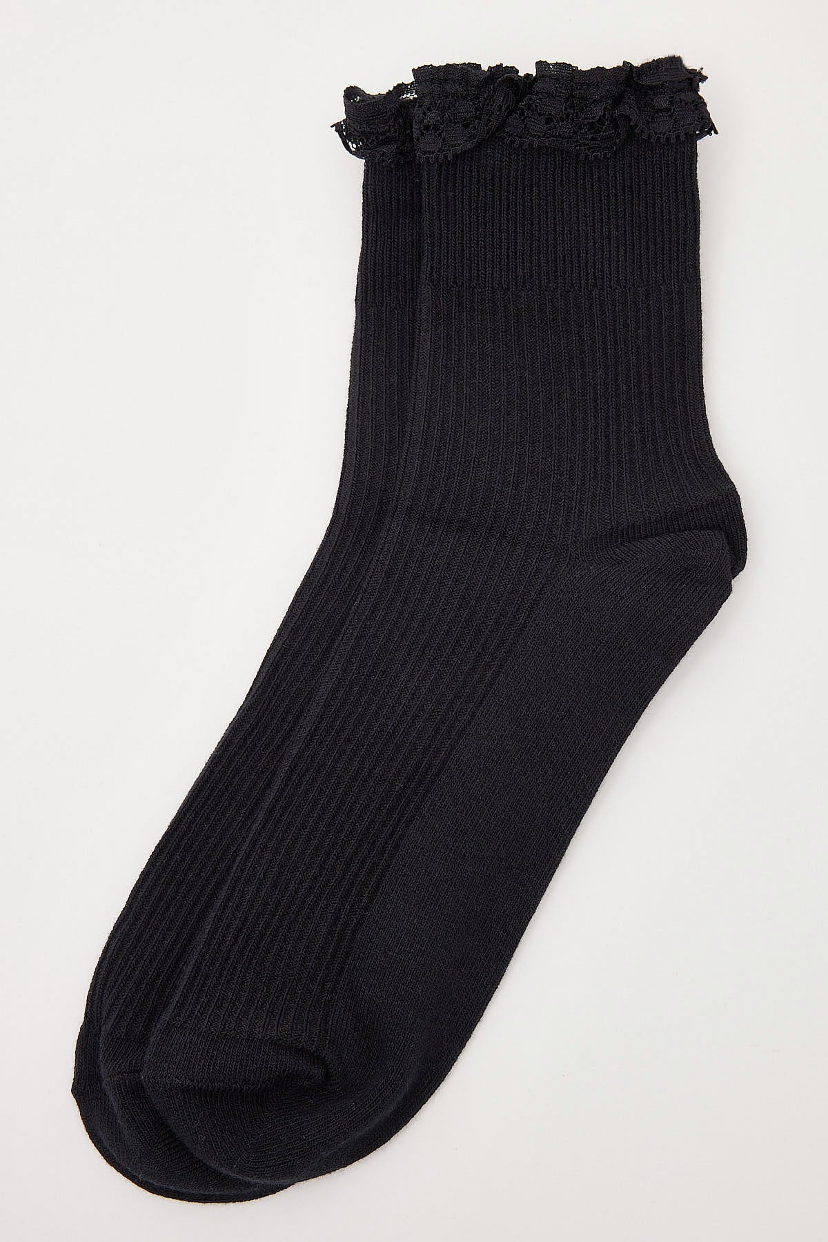 Token Lace Trim Socks Black