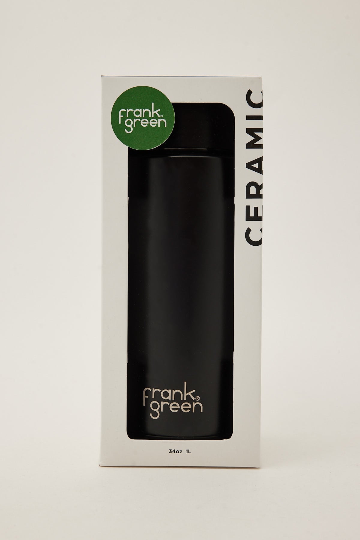 Frank Green Ceramic Straw Lid Reusable Bottle 34oz Midnight Black