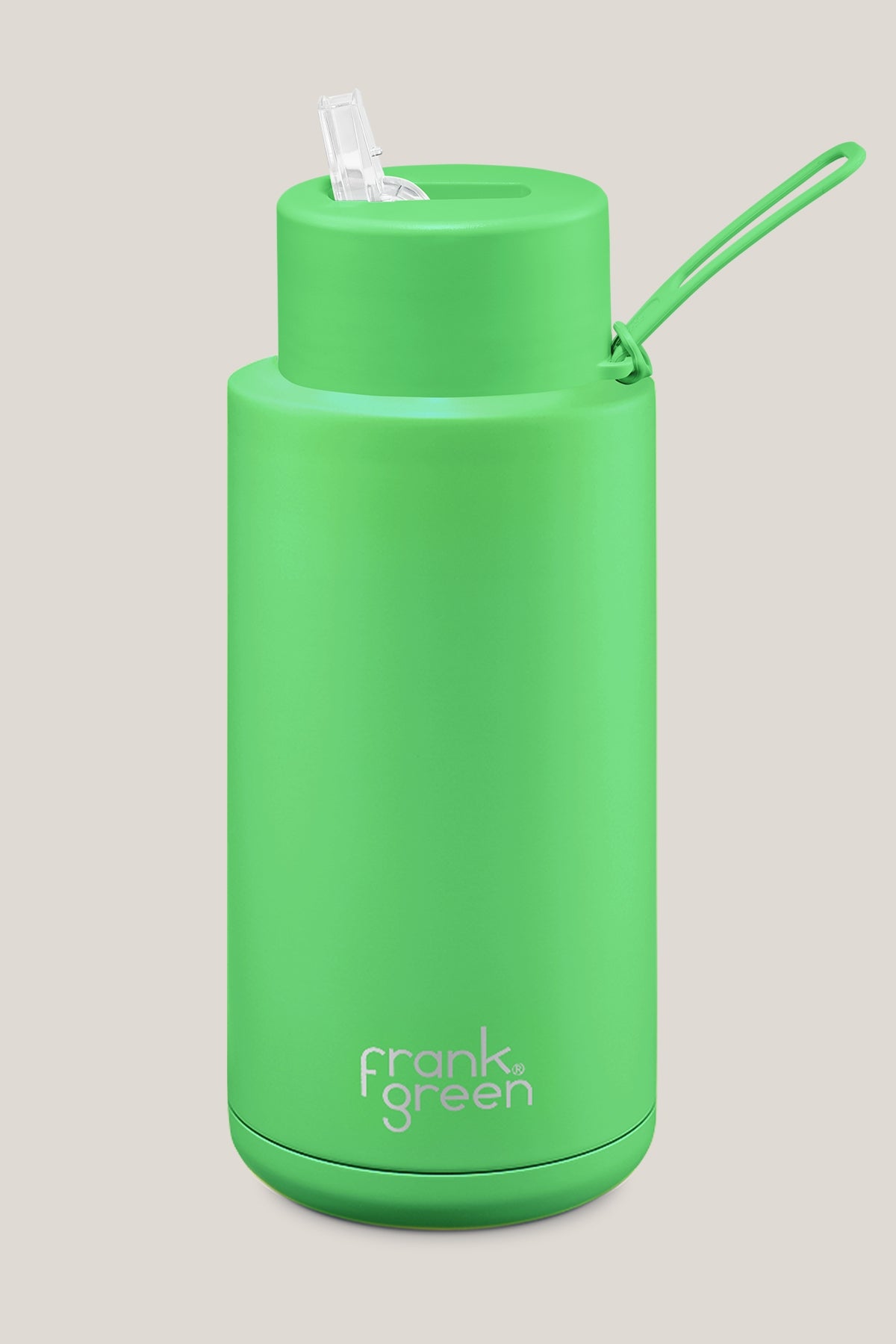 Frank Green Ceramic Straw Lid Reusable Bottle 34oz Neon Green