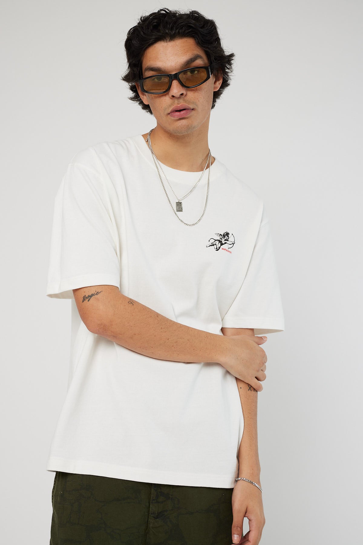 Worship Cherub Oversize Ringer Tee White