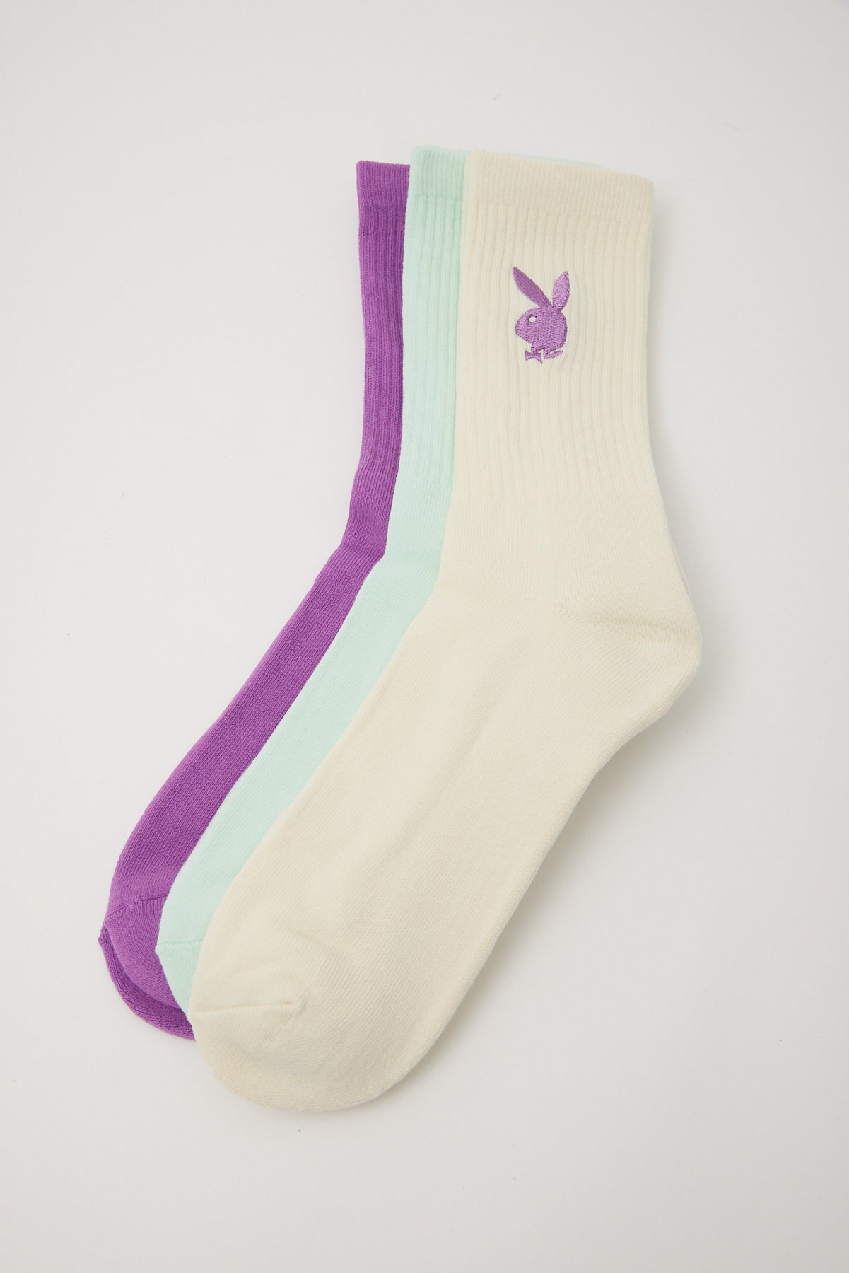 Playboy Mini Bunny 3pk Socks Mint/Purple/Bone
