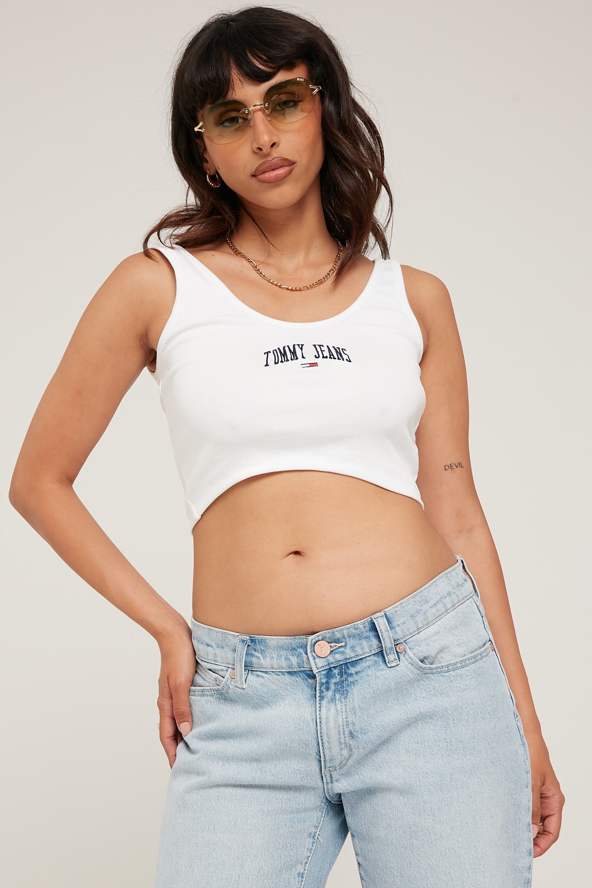 Tommy Jeans Collegiate Rib Tank Top White