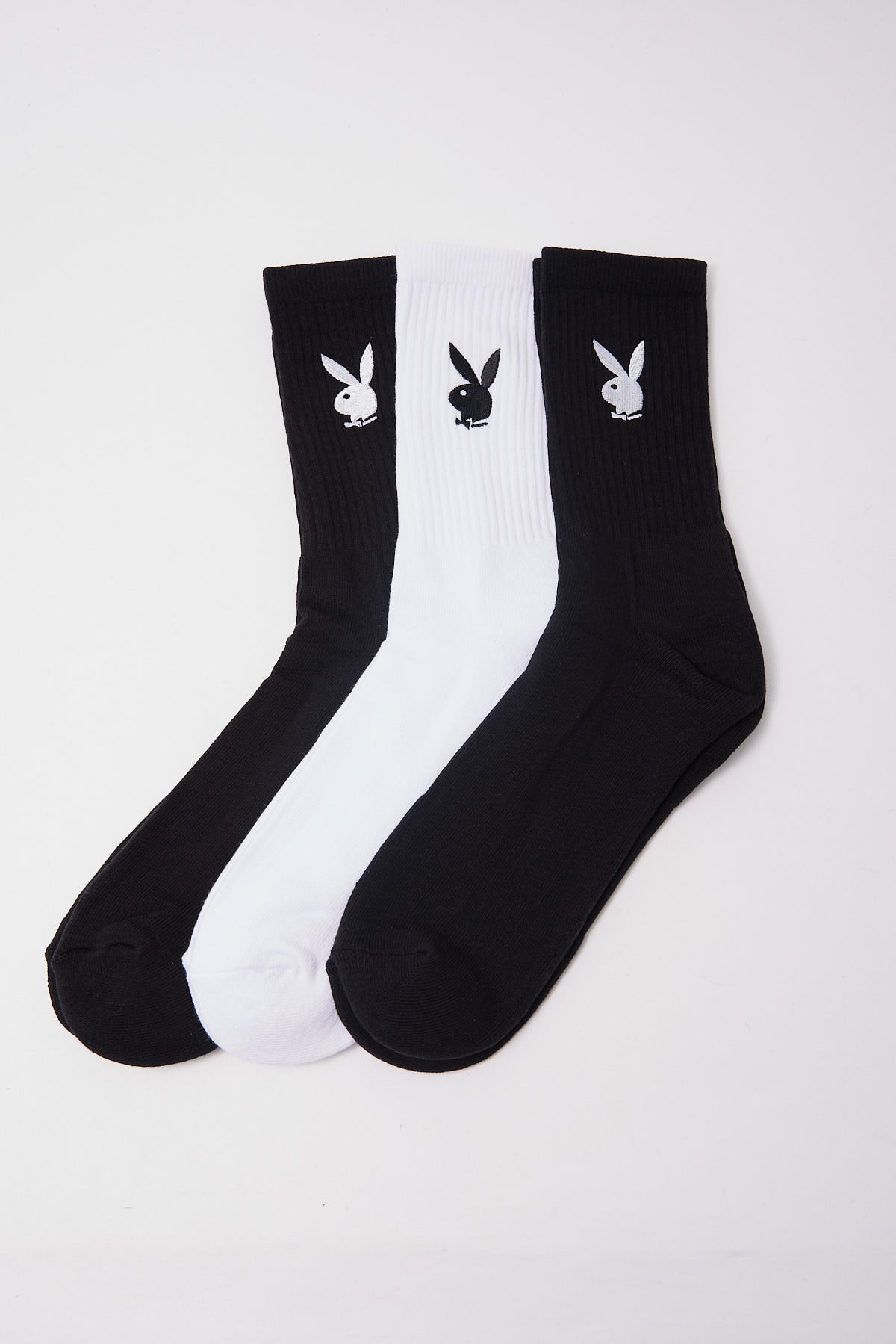 Playboy Mini Bunny Crew Sock 3 Pack Black/White – Universal Store
