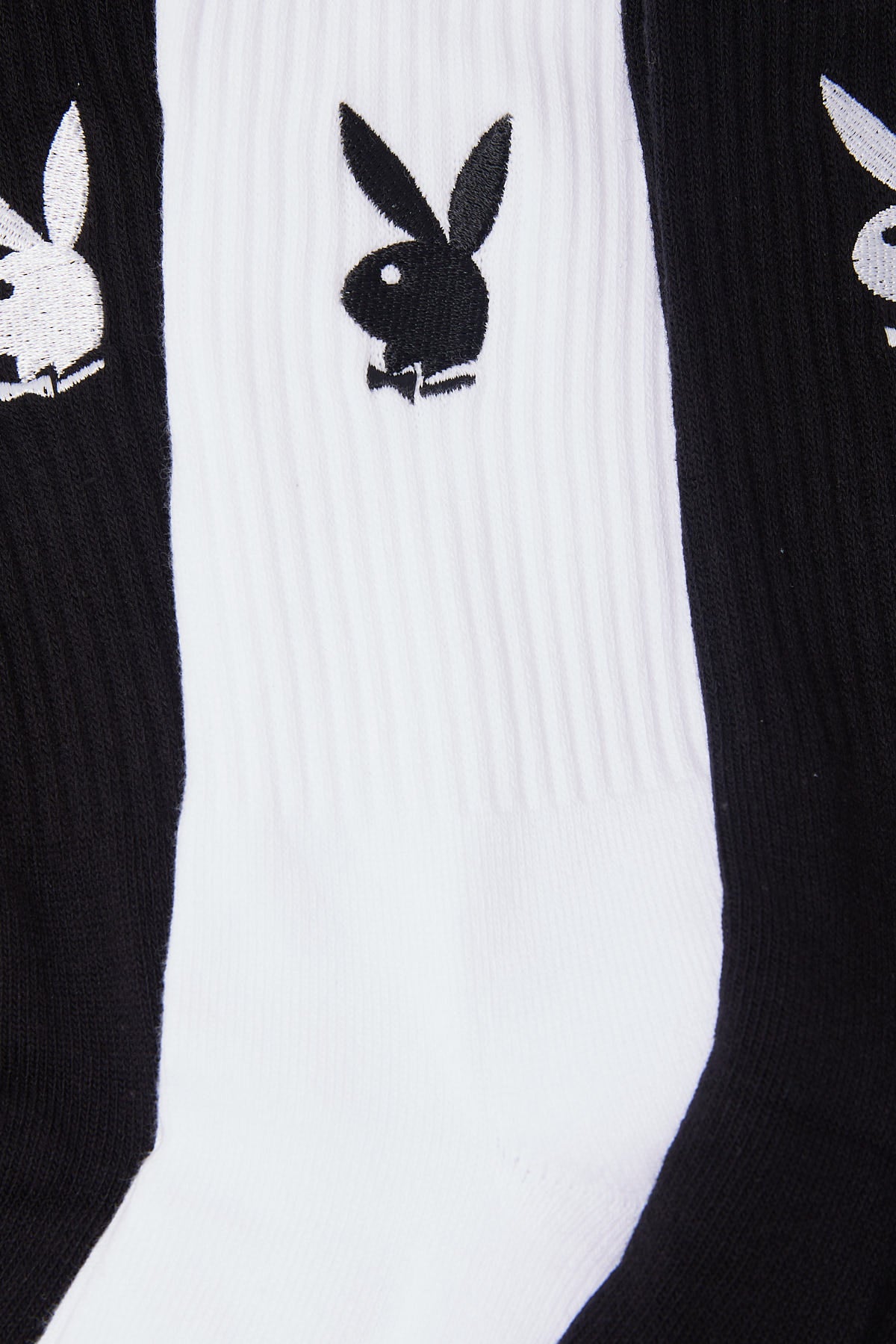 Playboy Mini Bunny Crew Sock 3 Pack Black/White