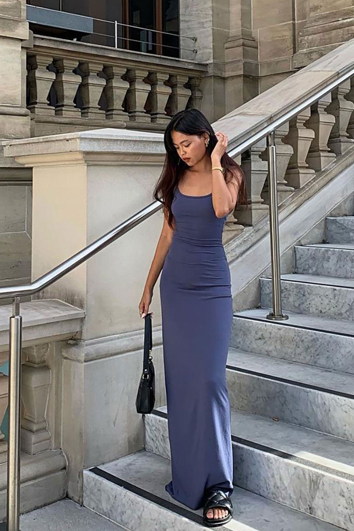 Perfect Stranger Back To Simple Maxi Dress Blue
